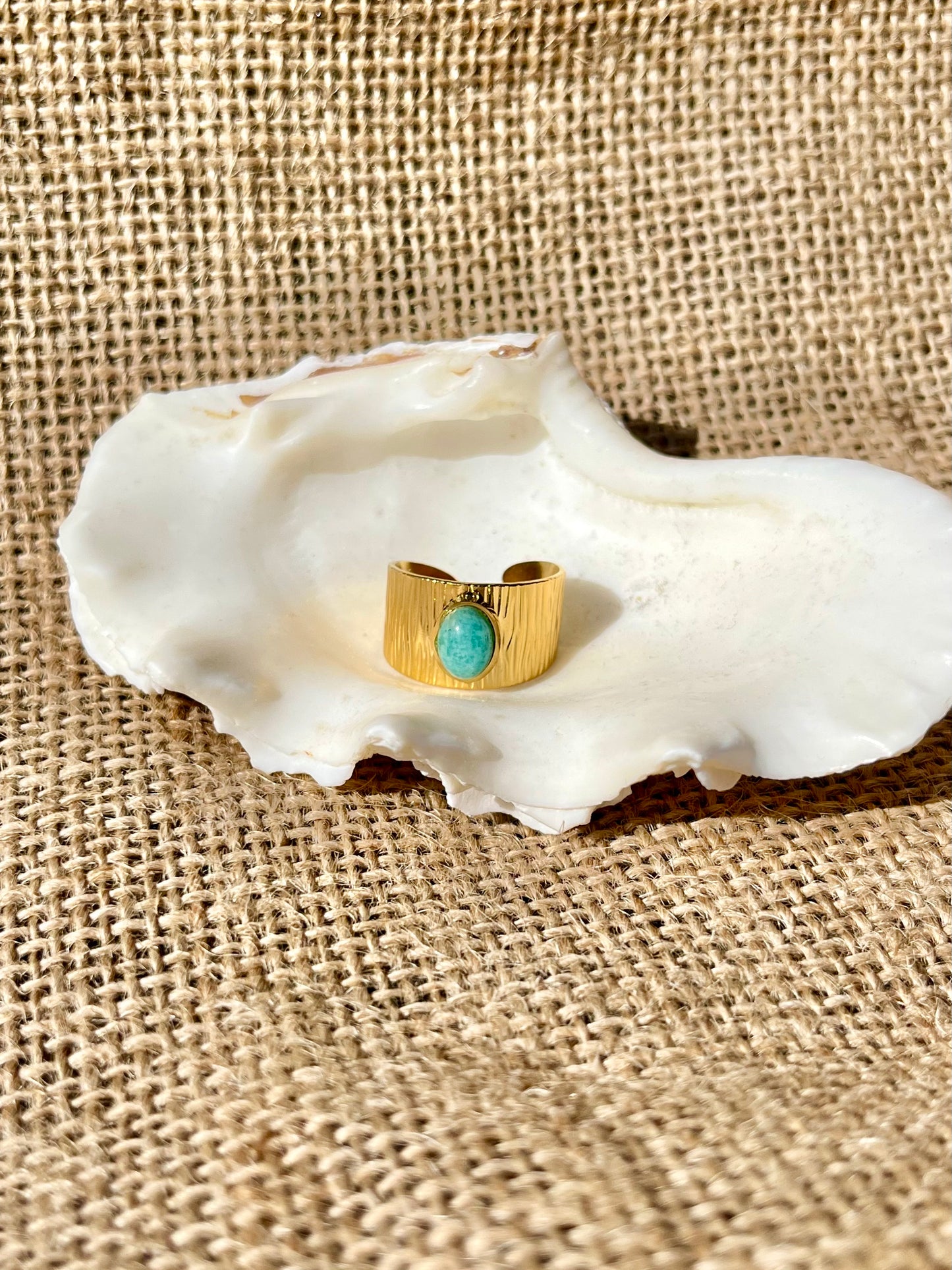 OLIVIA Bague Amazonite Dorée