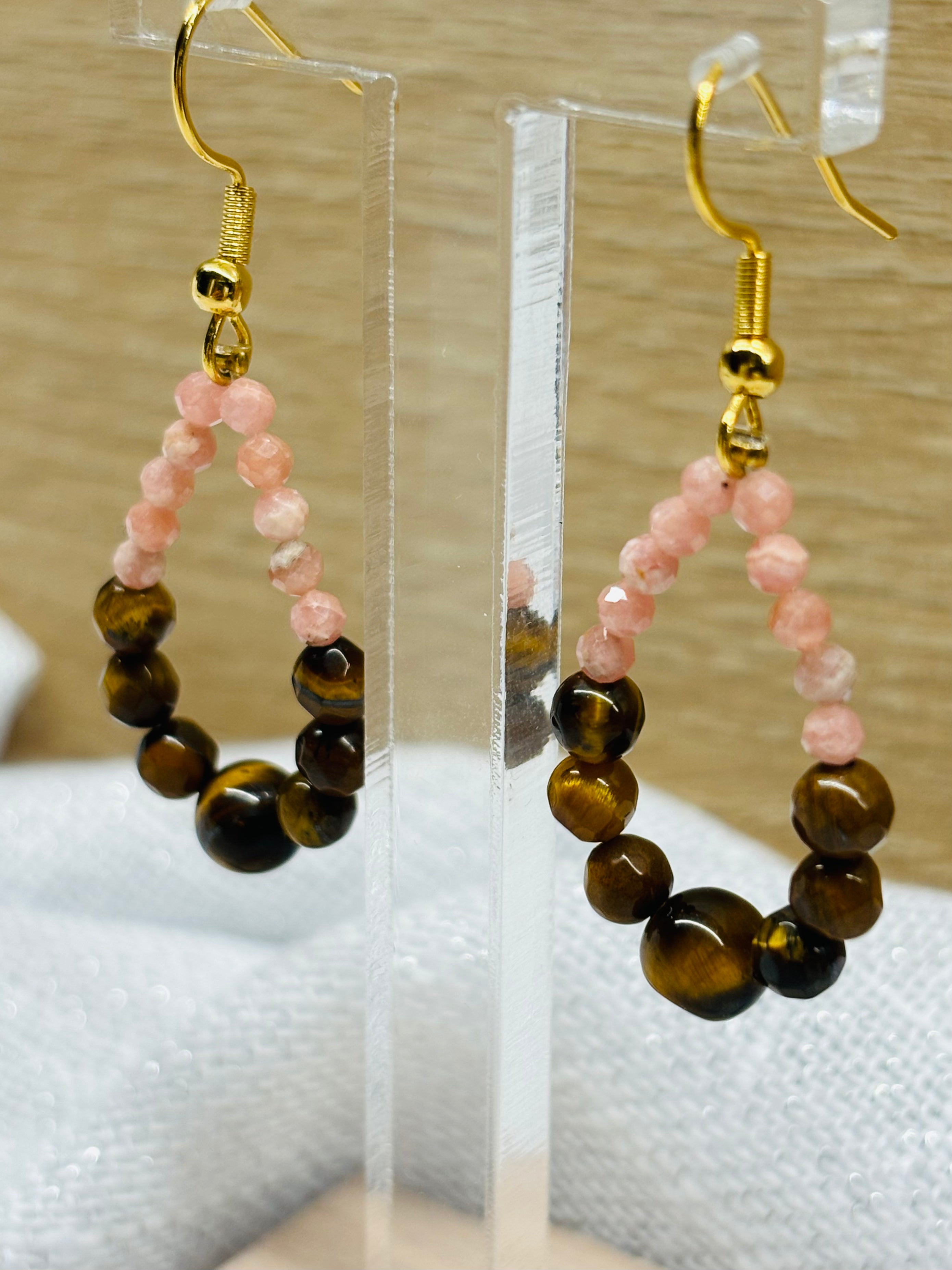 Boucles D'oreilles Gouttes Rebecca En Acier Avec œil De Tigre - Neuf Avec étiquettes